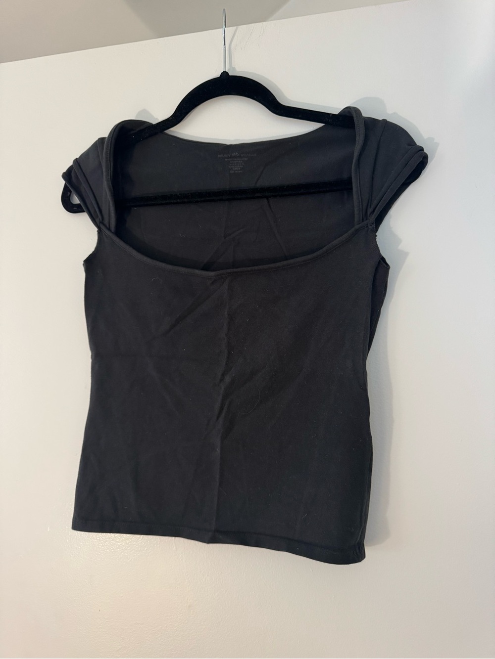 Brandy Melville Black Scoop Neck Cap Sleeve Tee